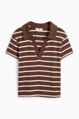 Tricou polo crop - slim fit - reiat - cu dungi