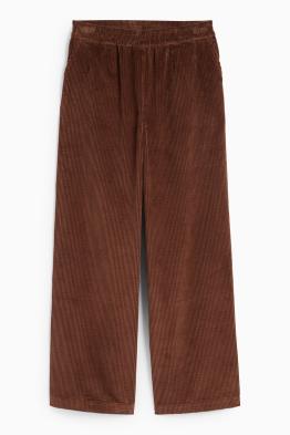 Manšestrové kalhoty - mid waist - wide leg