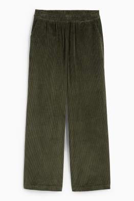 Corduroy trousers - mid-rise waist - wide leg