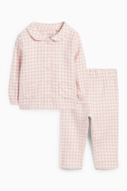Pijama din flanel bebeluși - 2 piese - în carouri