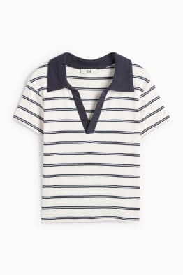 Tricou polo crop - slim fit - reiat - cu dungi