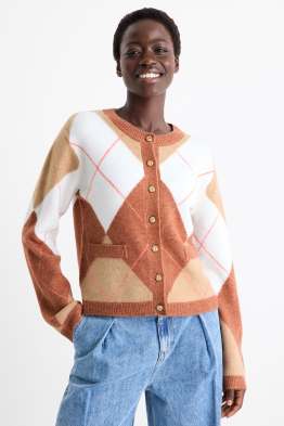 Pletený kardigan - kostkovaný