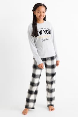 New York - pijama cu pantaloni din flanel - 2 piese