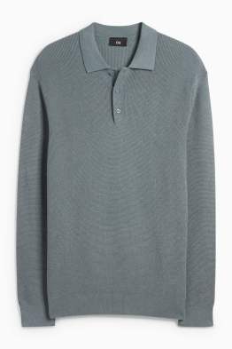 Tricou polo cu mânecă lungă - regular fit - din tricot - structurat