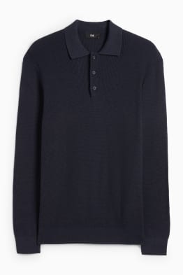 Tricou polo cu mânecă lungă - regular fit - din tricot - structurat