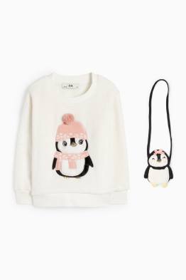 Pinguin - set - bluză de molton și geantă de umăr - 2 piese