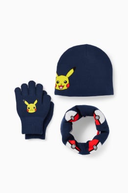Pokémon - Pikachu - set - căciulă, fular circular și mănuși