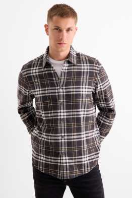 Cămașă din flanel - regular fit - guler Kent - în carouri