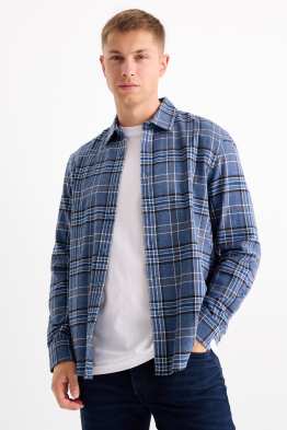 Cămașă din flanel - regular fit - guler Kent - în carouri