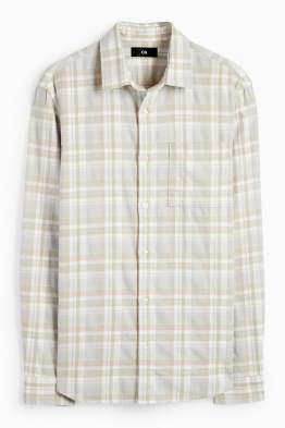 Cămașă din flanel - regular fit - guler Kent - în carouri