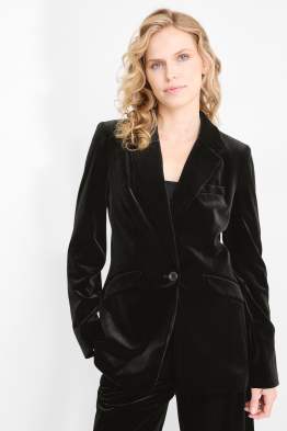 Blazer lung din catifea - regular fit