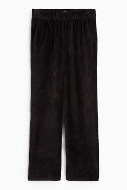 Pantaloni din catifea - talie înaltă - wide leg - reiați