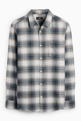 Cămașă din flanel - regular fit - guler Kent - în carouri