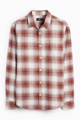 Cămașă din flanel - regular fit - guler Kent - în carouri