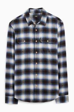 Cămașă din flanel - regular fit - guler Kent - în carouri
