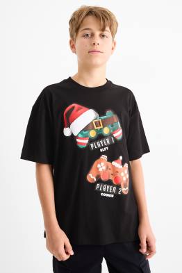 Gaming - tricou cu mânecă scurtă cu motive de Crăciun