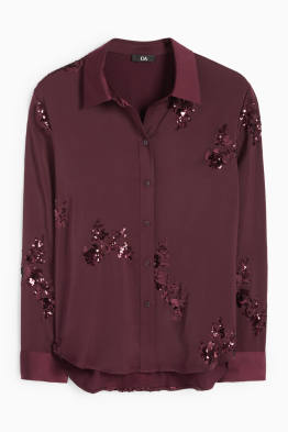 Satin blouse - shiny - floral