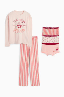 Set - pijama și boxeri cu motive de Crăciun - 5 piese