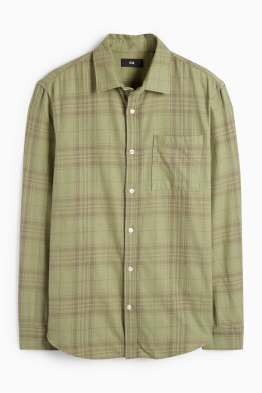 Cămașă din flanel - regular fit - guler Kent - în carouri