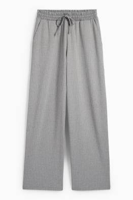 Pantaloni din jerseu - talie înaltă - wide leg - dungi fine