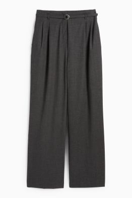 Plátěné kalhoty s páskem - high waist - wide leg