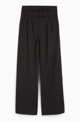 Pantaloni din jerseu cu curea - talie înaltă - wide leg