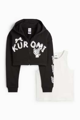 Kuromi - set - hanorac cu fermoar cu glugă și top - 2 piese
