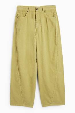 Pantaloni din catifea reiată - talie medie - barrel leg