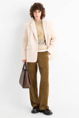 Pantaloni din catifea - talie înaltă - wide leg - reiați