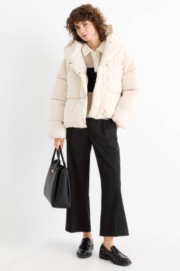 Pantaloni din catifea reiată - talie medie - wide leg