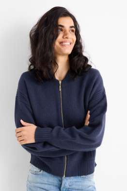 Cardigan with cashmere content - wool blend