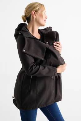 Geacă softshell gravide, cu glugă și cu inserție pentru bebeluși