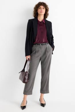 Pantaloni de stofă - talie medie - straight fit