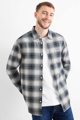 Cămașă din flanel - regular fit - guler Kent - în carouri