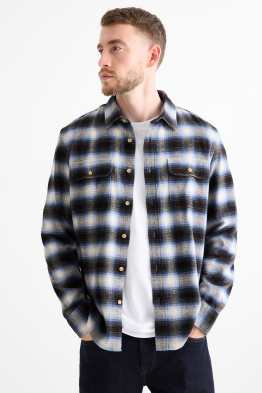Cămașă din flanel - regular fit - guler Kent - în carouri