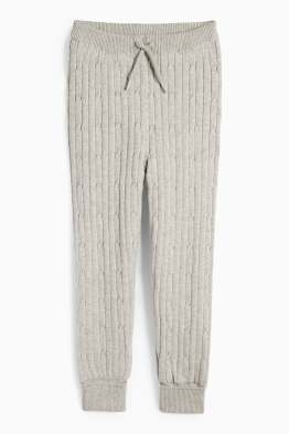 Pantaloni de trening din tricot termoizolanți - cu torsade