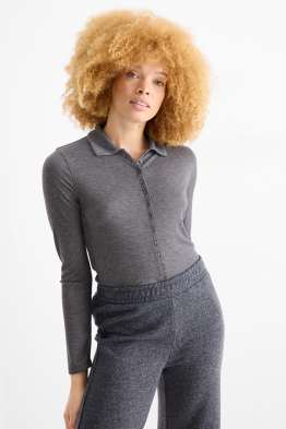 Tricou polo cu mânecă lungă - regular fit - cu reiați