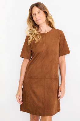 Rochie în A - imitație de piele întoarsă
