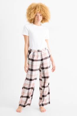 Pantaloni de pijama din flanel - în carouri