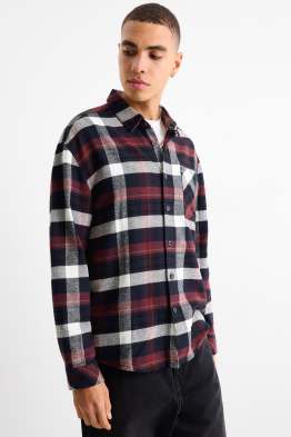 Cămașă din flanel - relaxed fit - guler Kent - în carouri