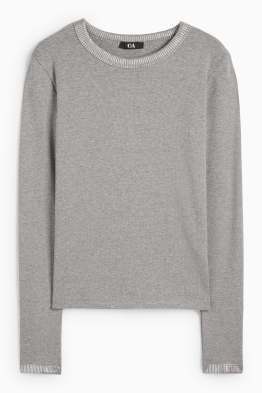 Tricou cu mânecă lungă - slim fit - reiat