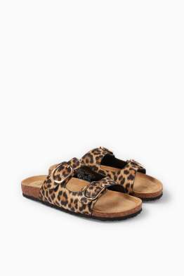 Sandale - imitație de piele - imprimeu de leopard
