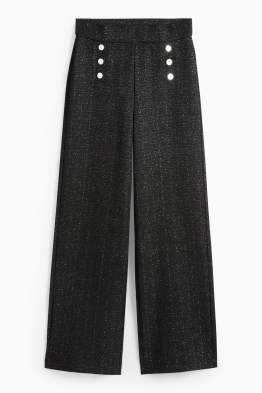 Pantaloni bouclé - talie înaltă - wide leg