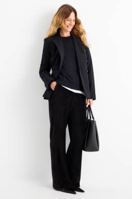Pantaloni din catifea - talie înaltă - wide leg - reiați