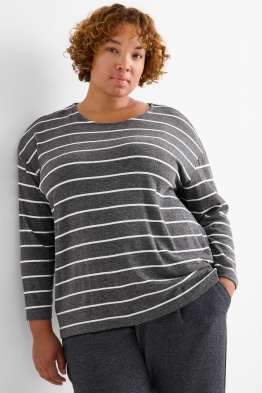 Tricou cu mânecă lungă - relaxed fit - cu dungi