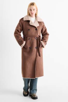 Palton din piele shearling sintetică - imitație de piele întoarsă
