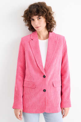 Blazer lung din catifea reiată - regular fit