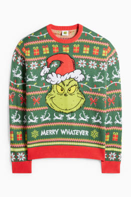 Pulover cu motive de Crăciun - Grinch