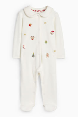 Pijama salopetă bebeluși, cu motive de Crăciun - reiată