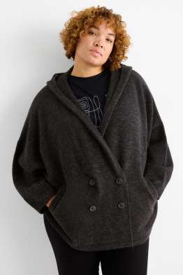 Cardigan tricotat cu glugă